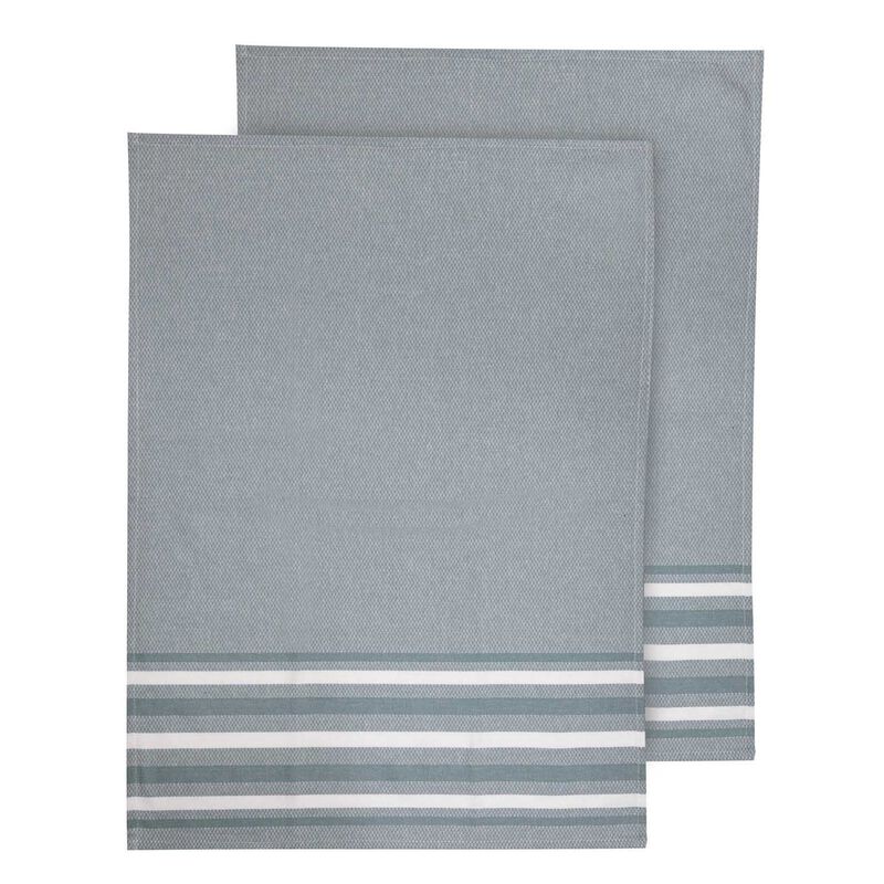 Ladelle Lennox Stripe Ice Blue 2Pk Kitchen Towel image number 0